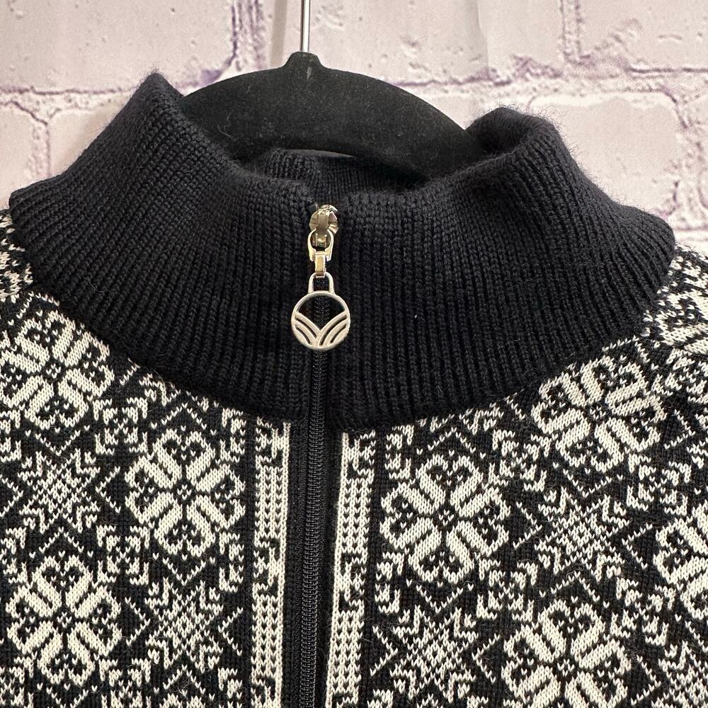 Dale of Norway Women's Frida Jacket Sweater Full Zip Black & White Small FLAWED - Picture 3 of 16